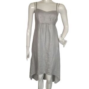 TOMMY BAHAMA Dress, M, Silvery, Asymmetrical Hem, Spaghetti Straps, Smocked